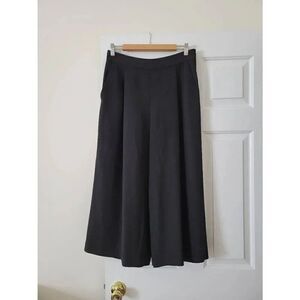 Diane von Furstenberg Black Wide- leg Crop Trousers Sz 8